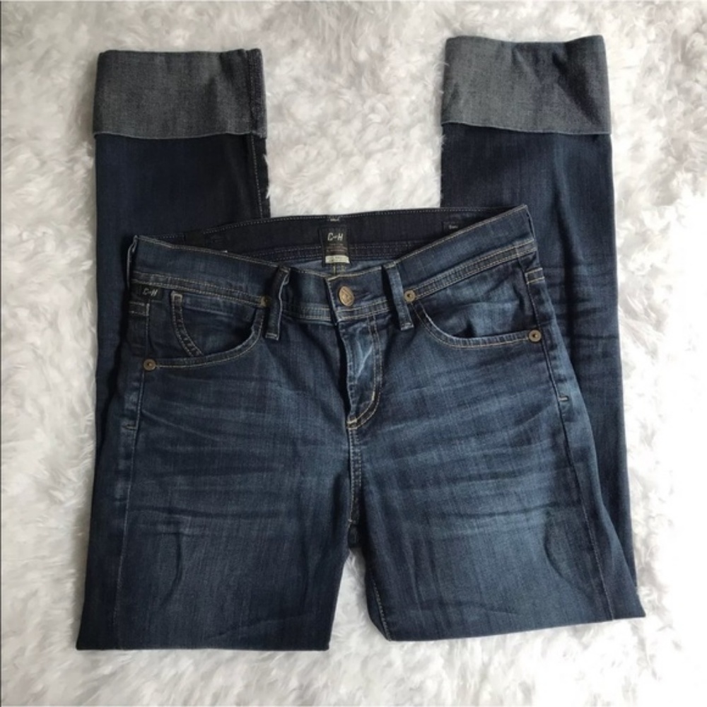 COH Dani Cropped Straight Leg Jeans Cuffed Dark Wash Size 24